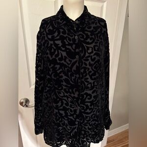 Carole Little Vintage silk blend burn out style blouse S